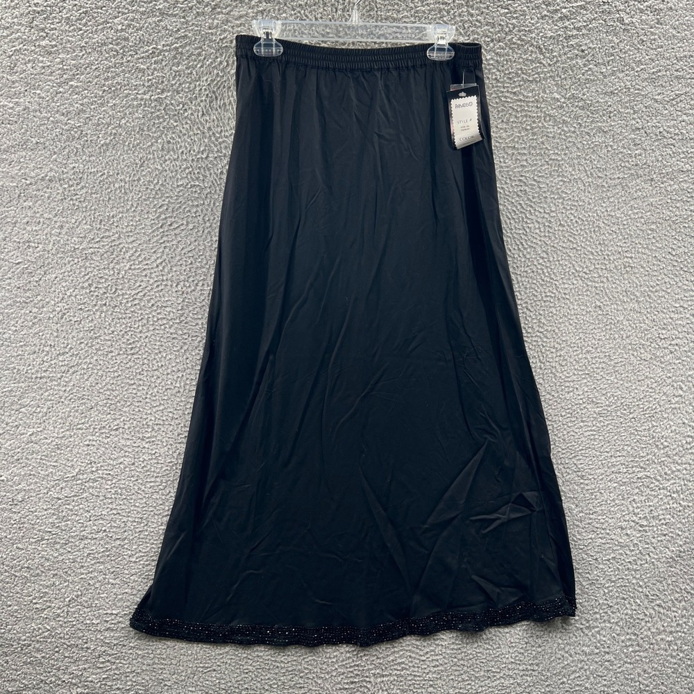 Womens Modest Maxi Skirt XL Beaded Hem Embellished Elegant Long Stretch Classic